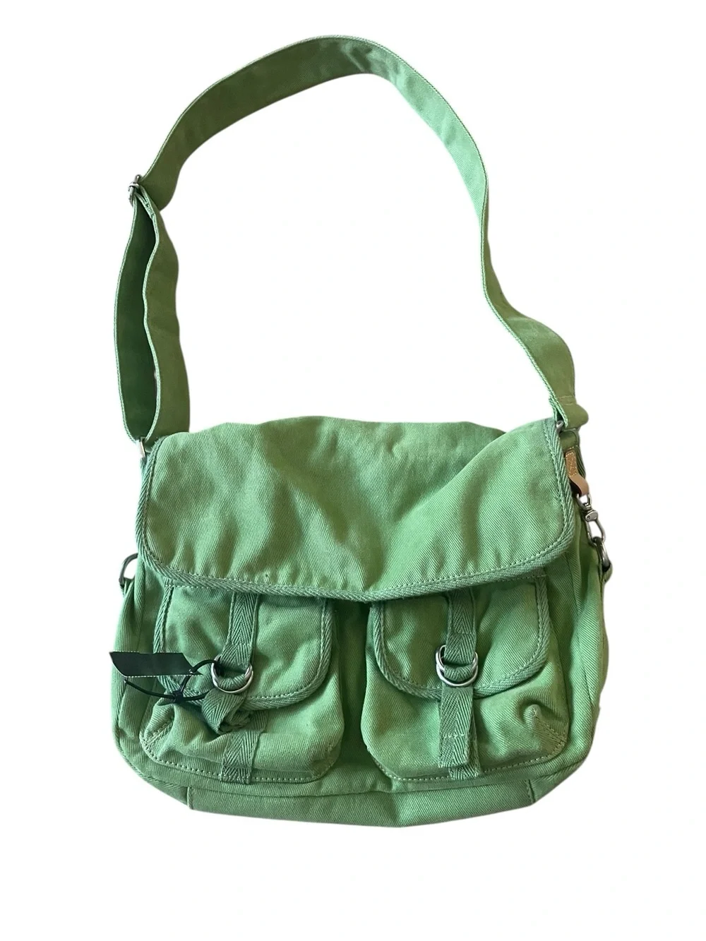 Fossil Green Canvas Crossbody Messenger Bag